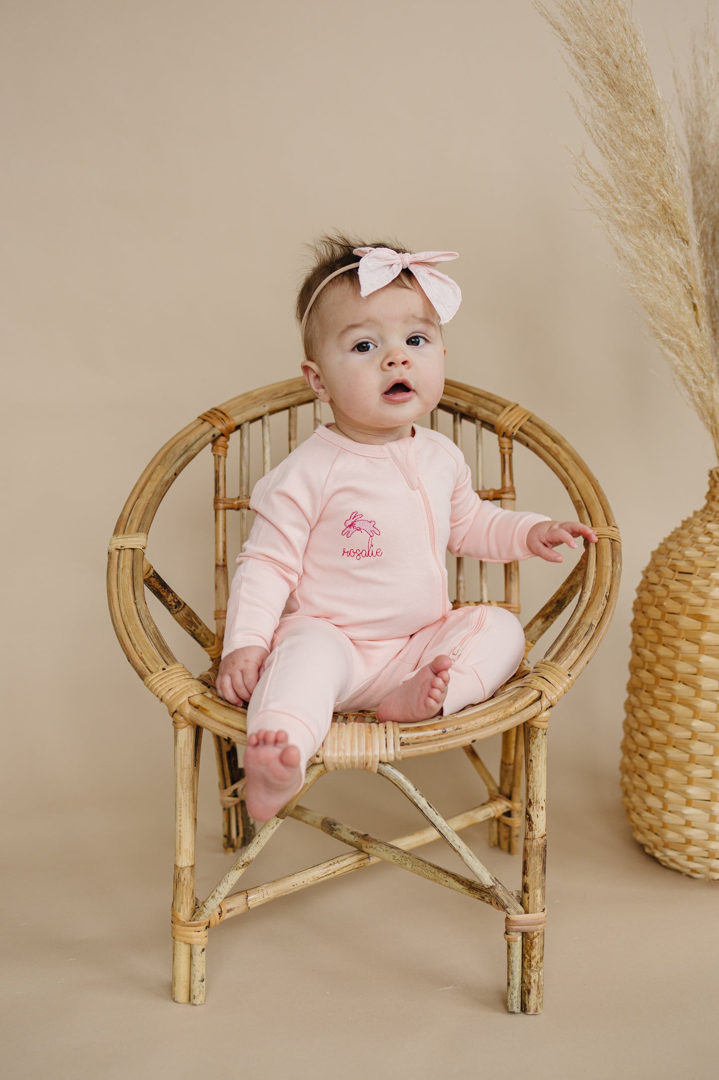 Custom Embroidered Organic Cotton Zippy Romper