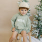 Merry Hooded Sweatshirt Romper - Sage