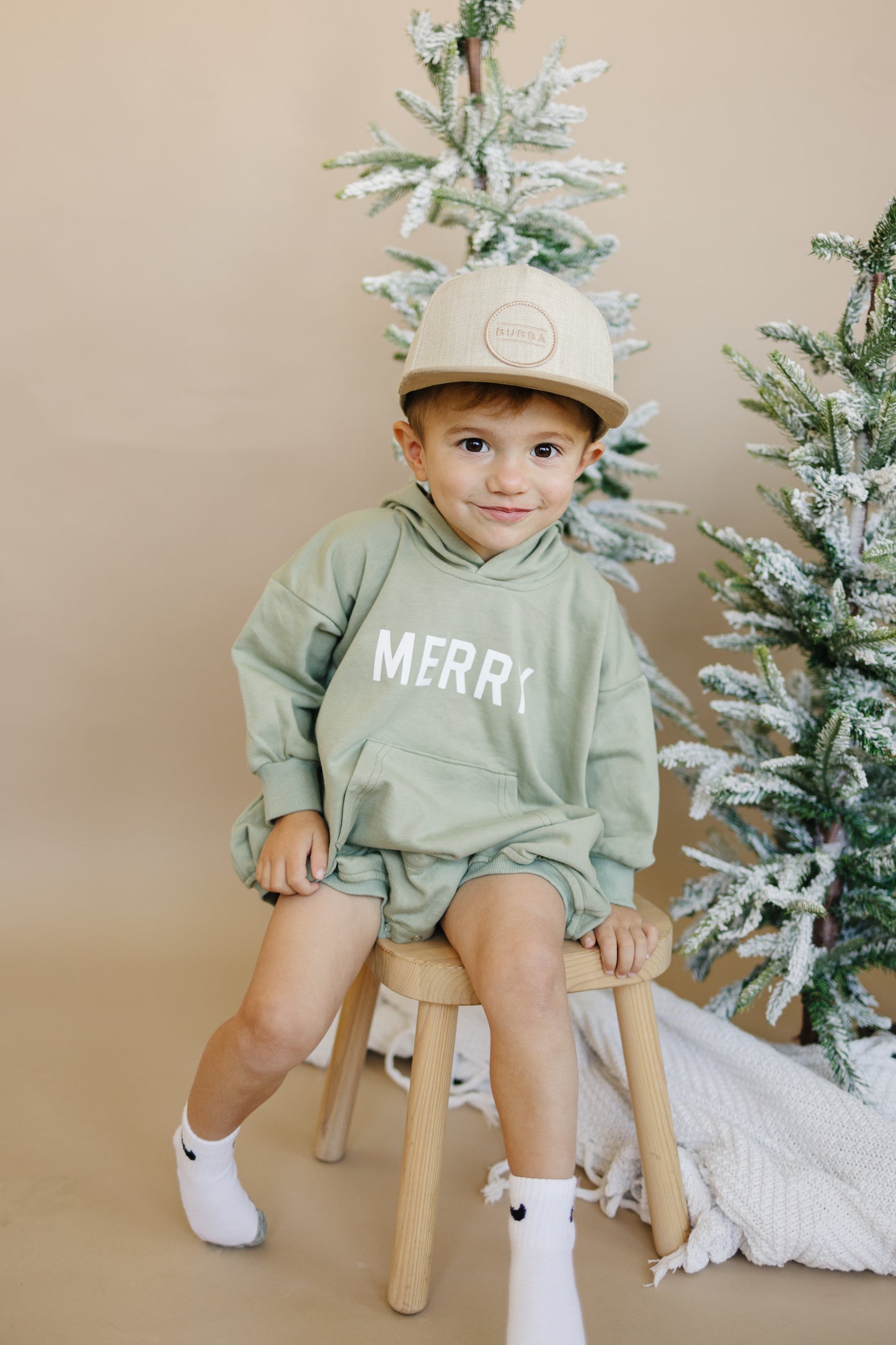 Merry Hooded Sweatshirt Romper - Sage