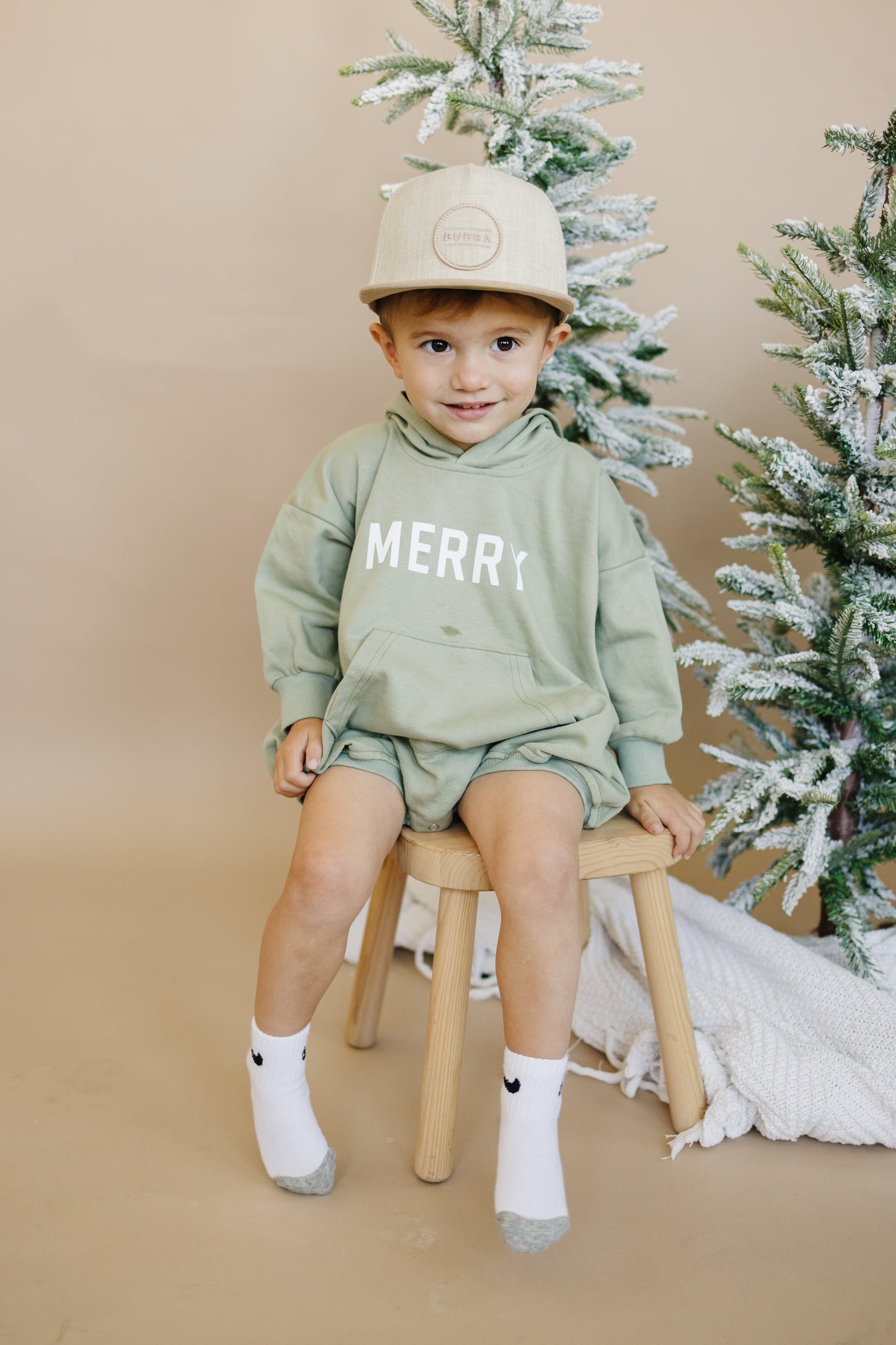 Merry Hooded Sweatshirt Romper - Sage