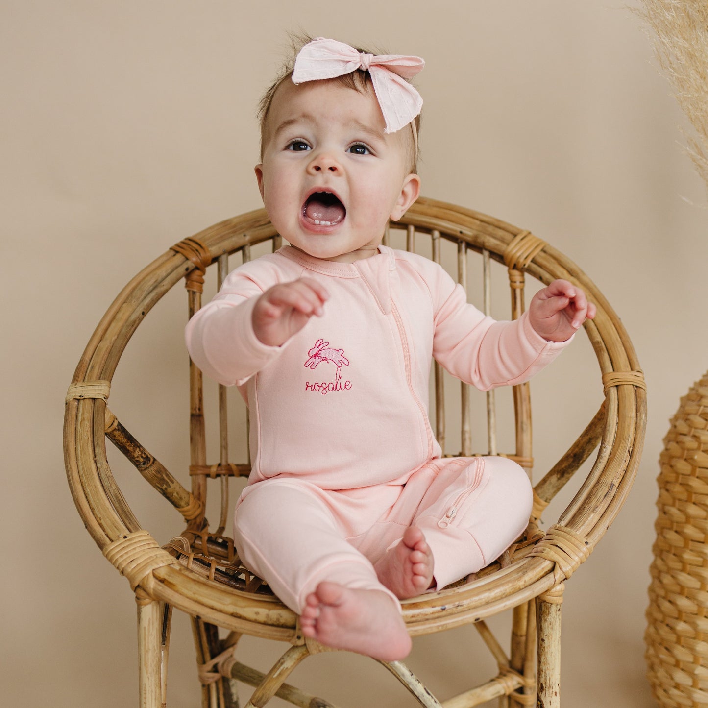 Custom Embroidered Organic Cotton Zippy Romper