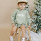 Merry Hooded Sweatshirt Romper - Sage