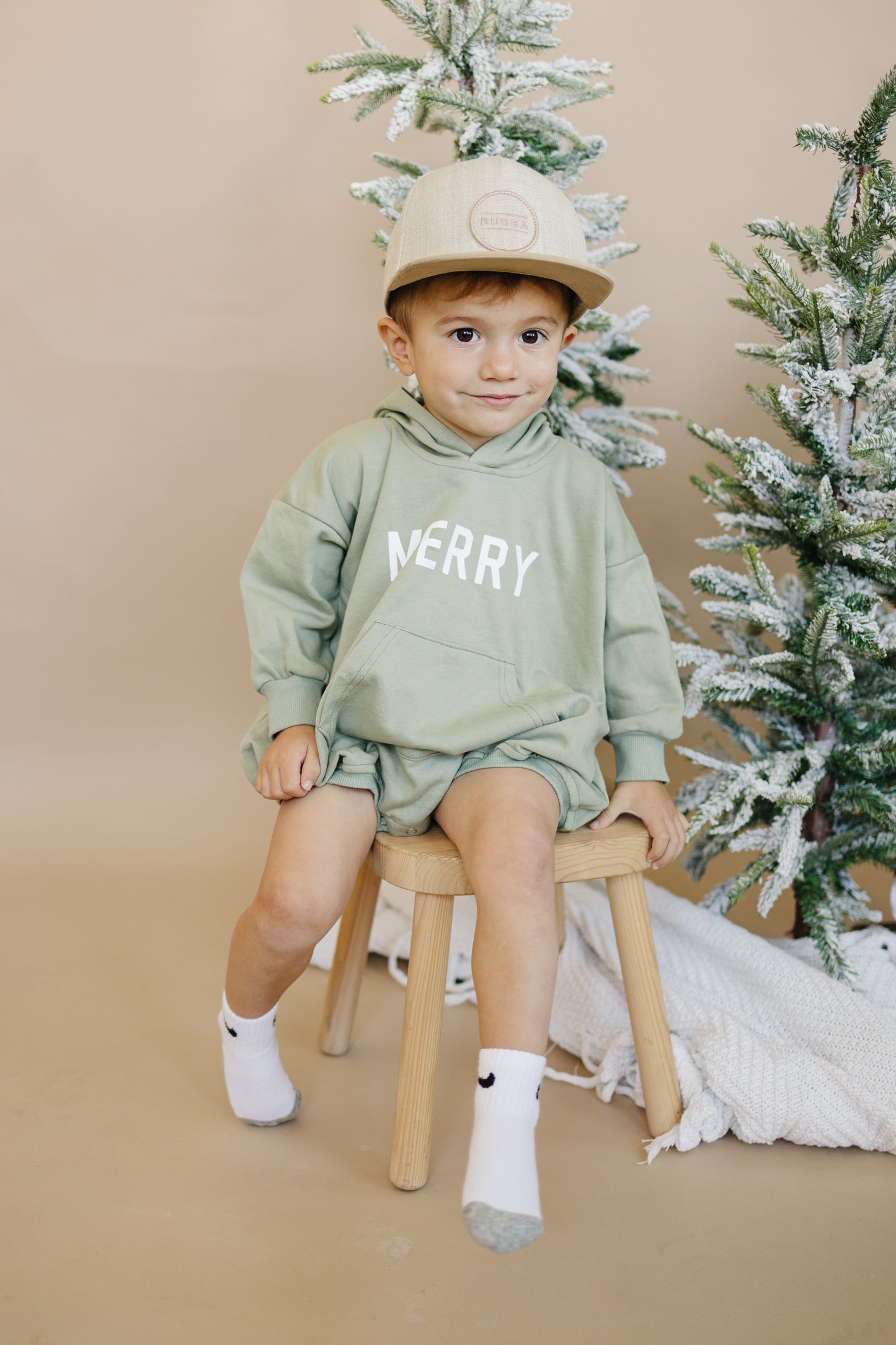 Merry Hooded Sweatshirt Romper - Sage