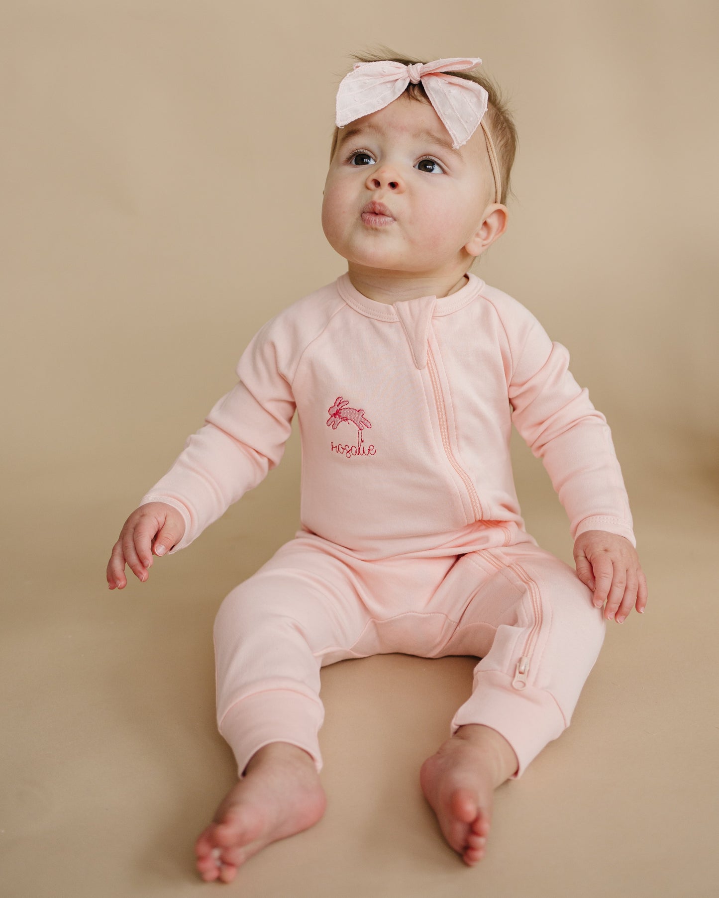 Custom Embroidered Organic Cotton Zippy Romper