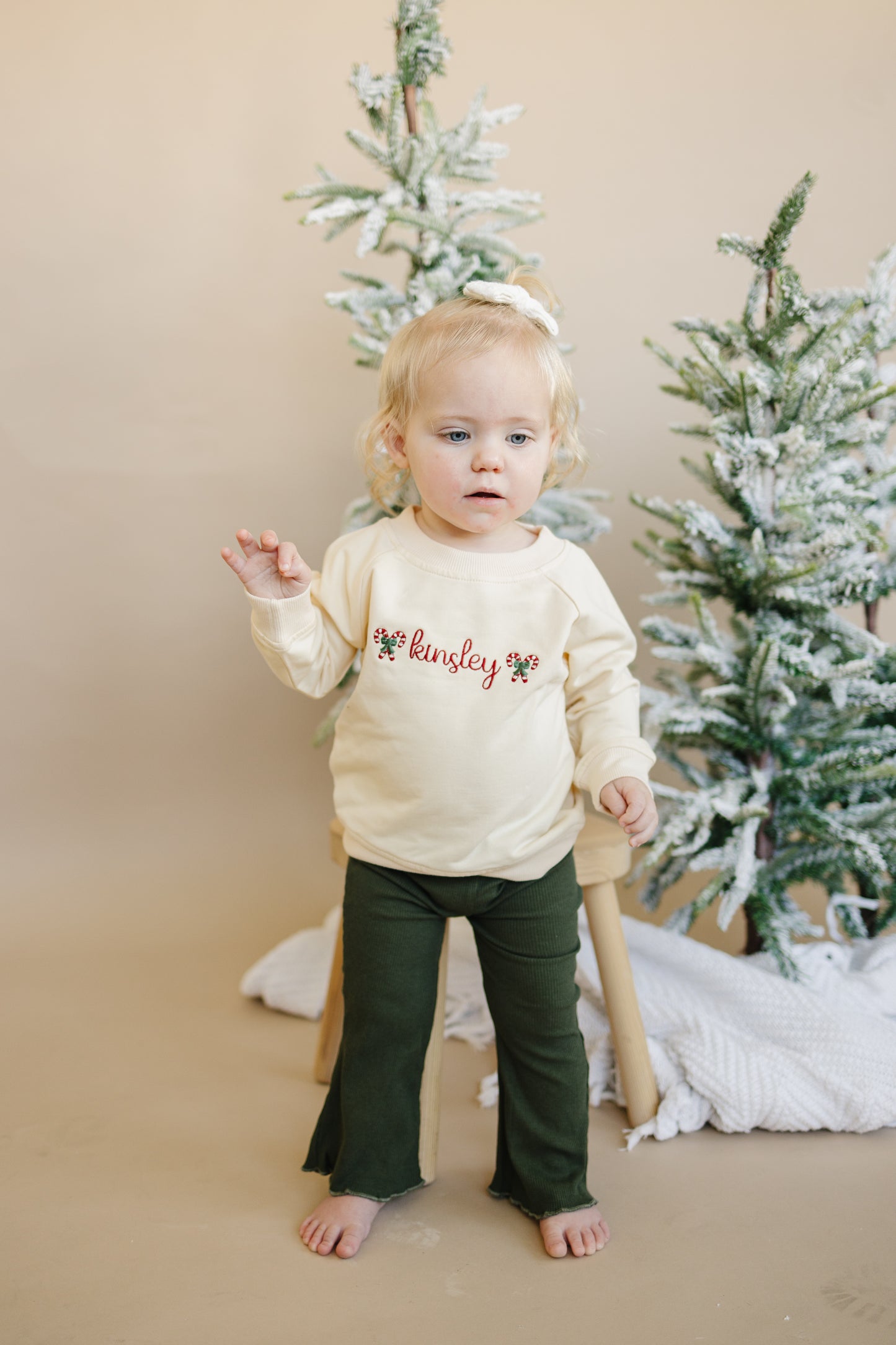 Custom Christmas Embroidered Organic Cotton Sweatshirt Romper