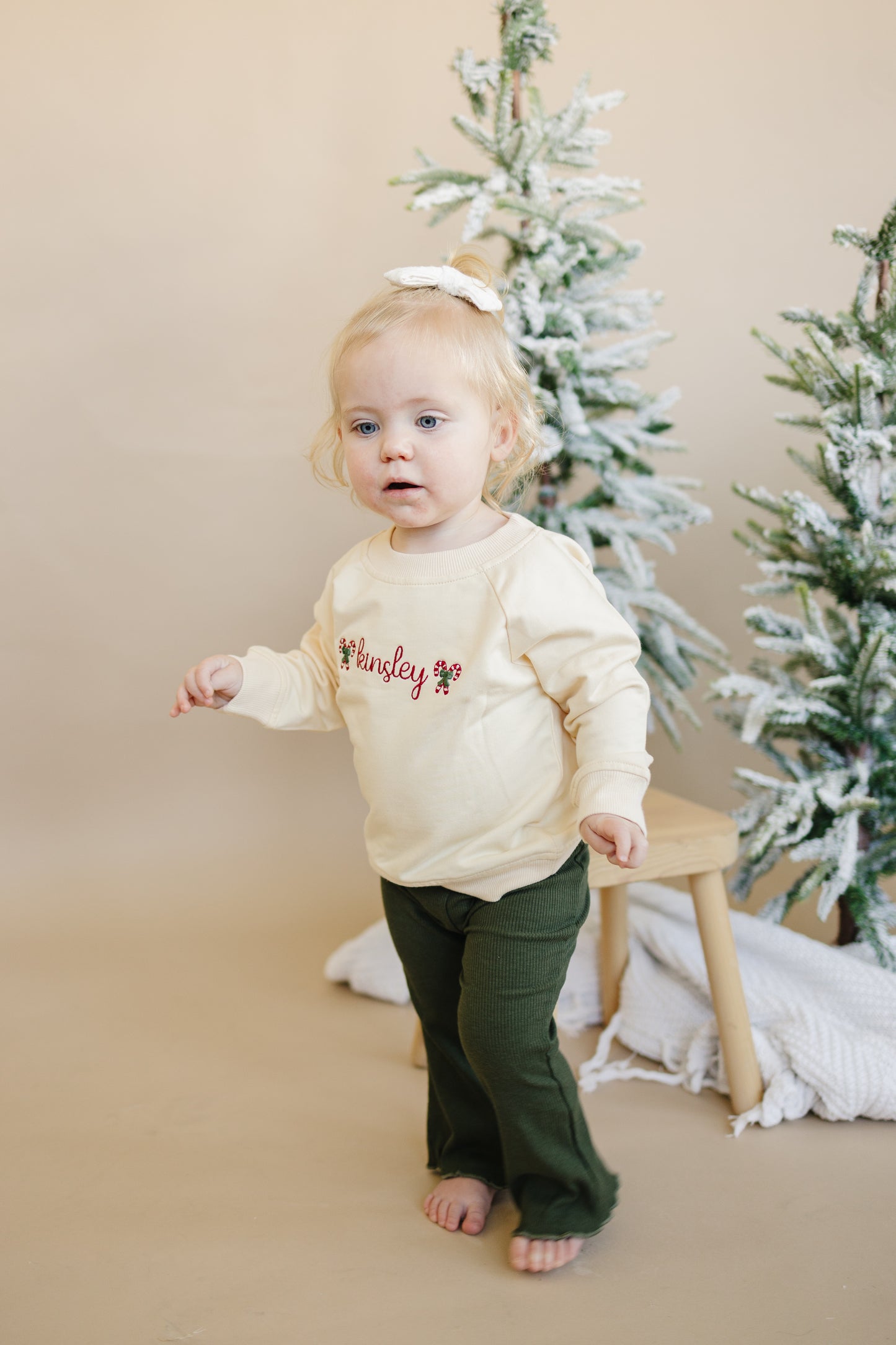 Custom Christmas Embroidered Organic Cotton Sweatshirt Romper