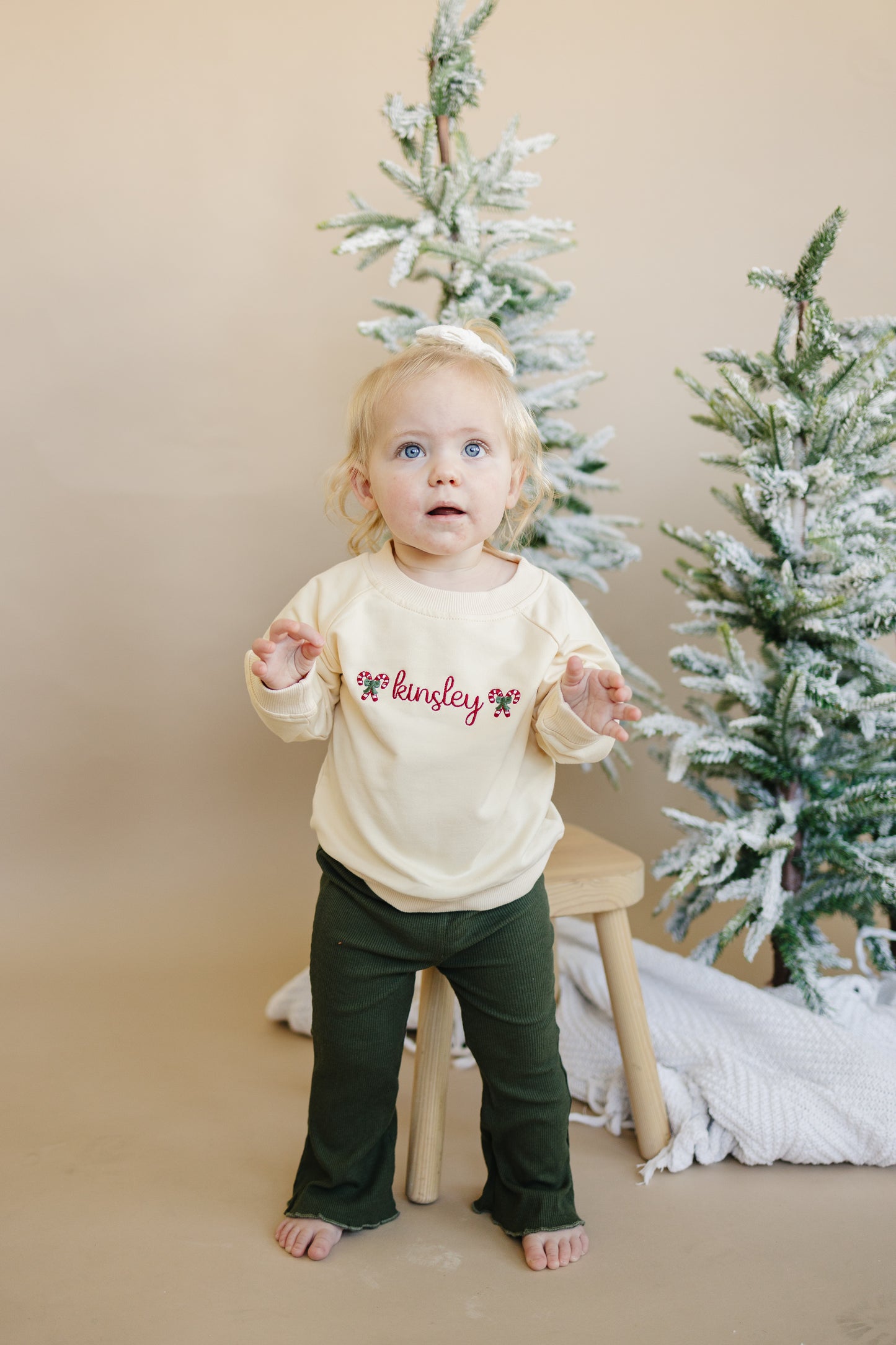 Custom Christmas Embroidered Organic Cotton Sweatshirt Romper