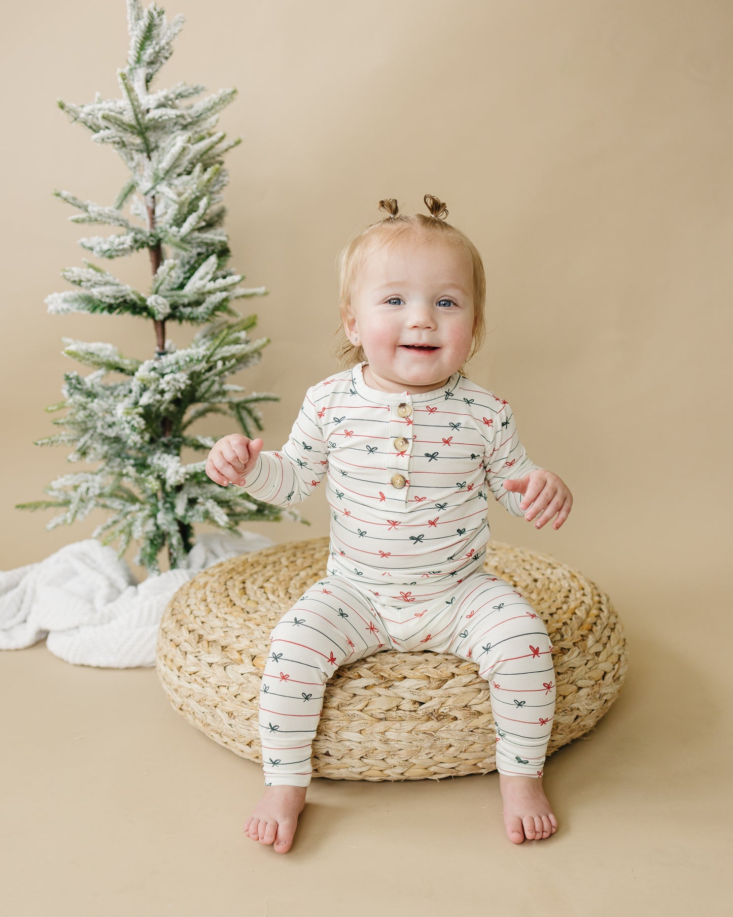 Tied with a Bow Christmas 2pc Henley Bamboo Pajamas