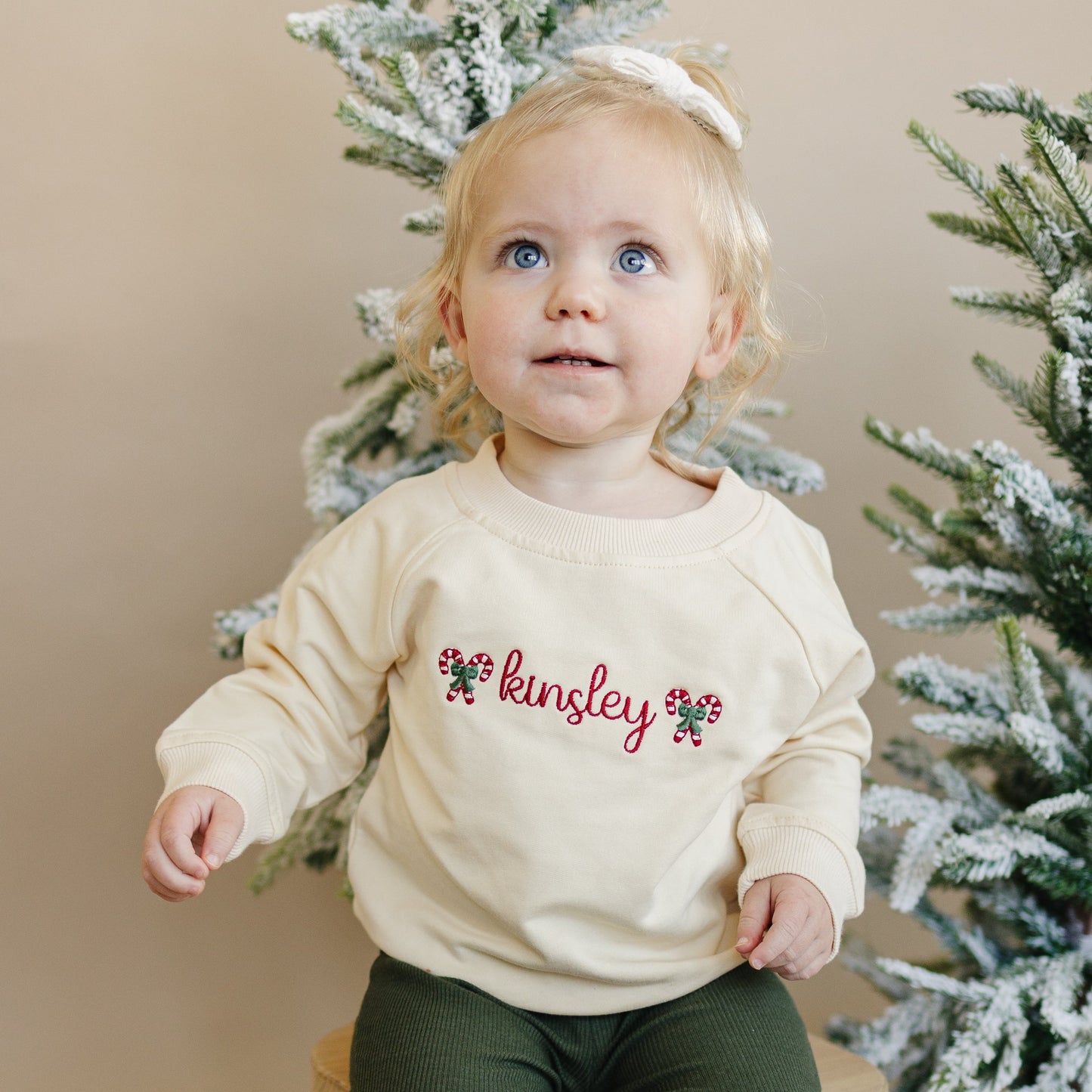 Custom Christmas Embroidered Organic Cotton Sweatshirt Romper