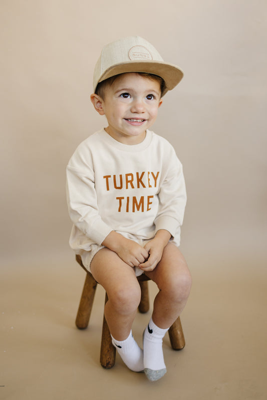 Turkey Time Organic Cotton Sweatshirt Romper