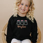 Custom Embroidered Black Halloween Sweatshirt, Tee or Bubble Romper - Girly Ghosts