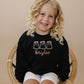 Custom Embroidered Black Halloween Sweatshirt, Tee or Bubble Romper - Girly Ghosts