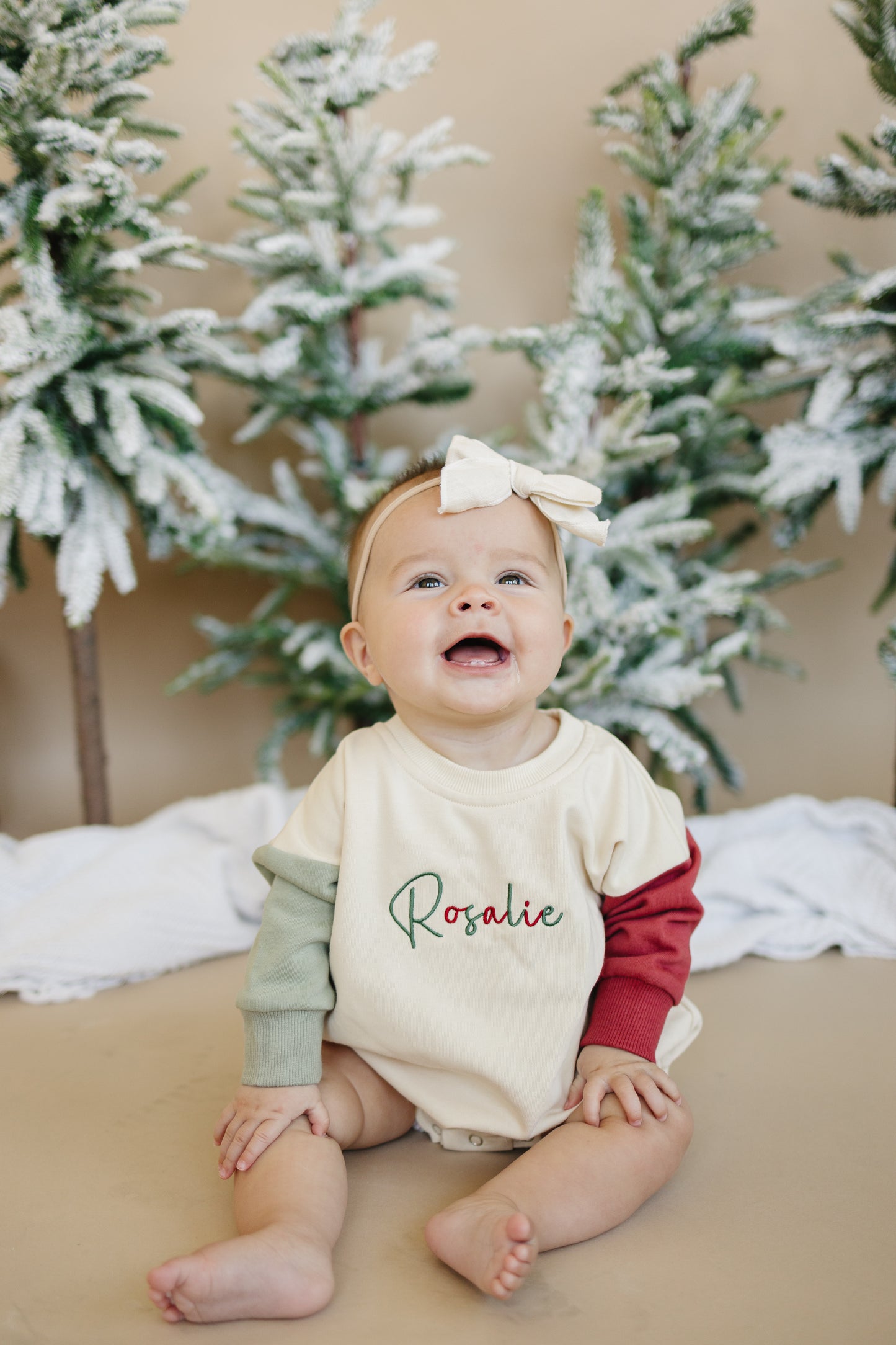 Custom Embroidered Christmas Colorblock Sweatshirt or Romper