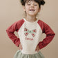 Custom Embroidered Christmas Colorblock Peplum - Floral Bow