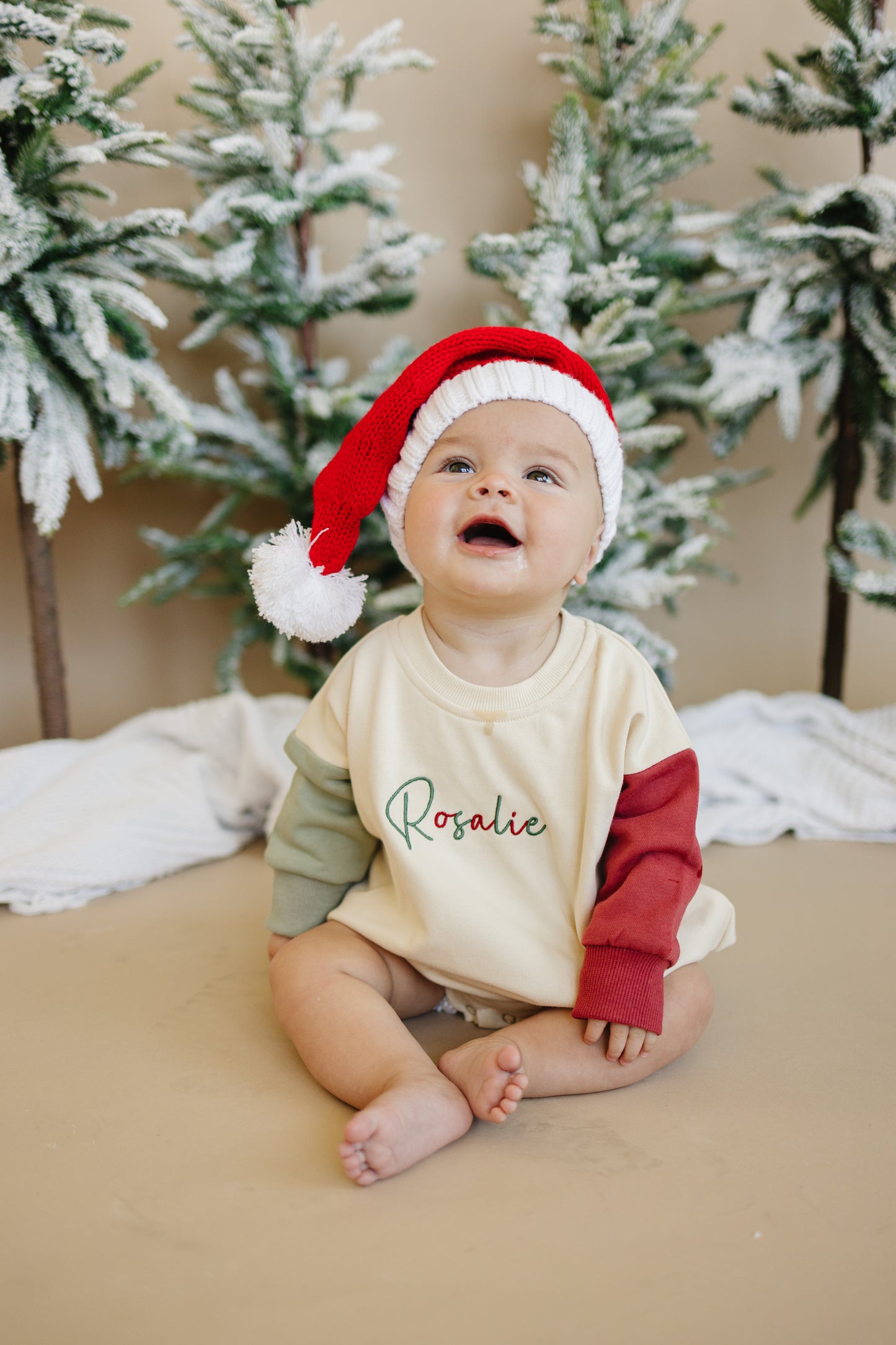 Custom Embroidered Christmas Colorblock Sweatshirt or Romper