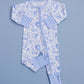Bamboo Zip Romper | Blue Flowers