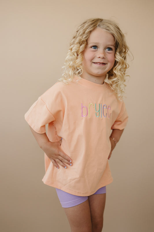 Custom Embroidered Oversized Solid Tees - Creamsicle