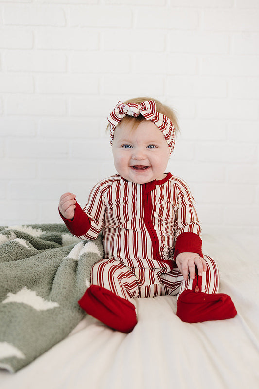 Red Stripes Bamboo Zipper
