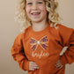 Custom Embroidered Orange Crewneck Sweatshirt or Romper