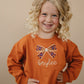 Custom Embroidered Orange Crewneck Sweatshirt or Romper