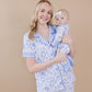 Bamboo Zip Romper | Blue Flowers