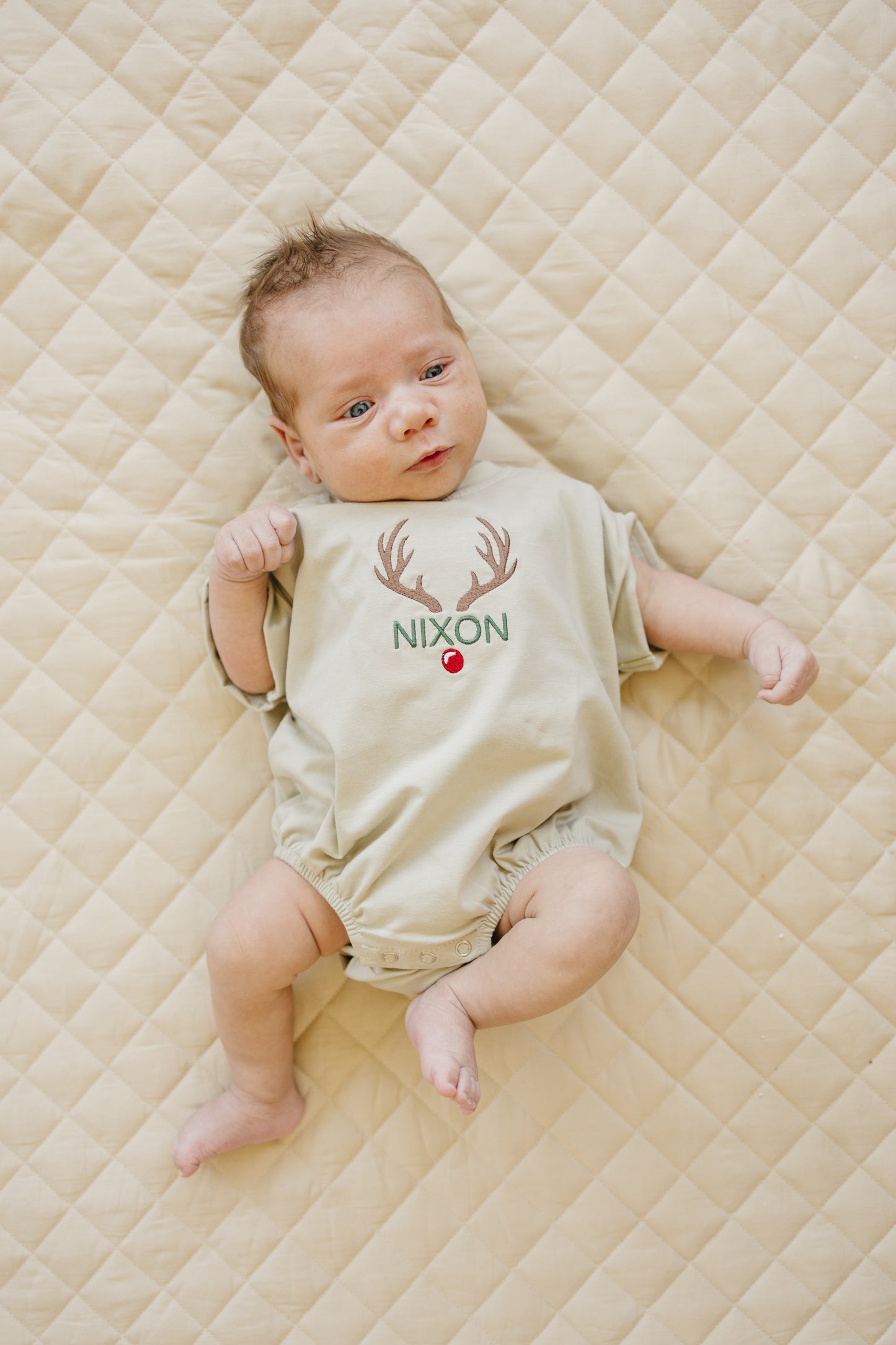 Custom Embroidered Christmas Reindeer T-Shirt Romper