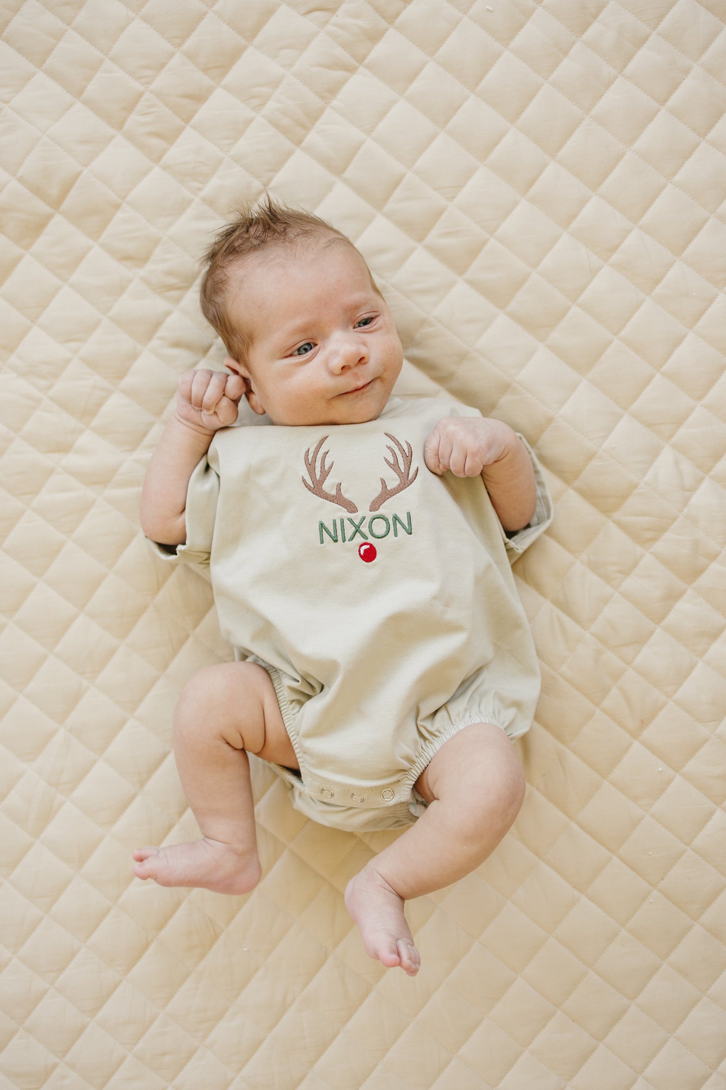 Custom Embroidered Christmas Reindeer T-Shirt Romper