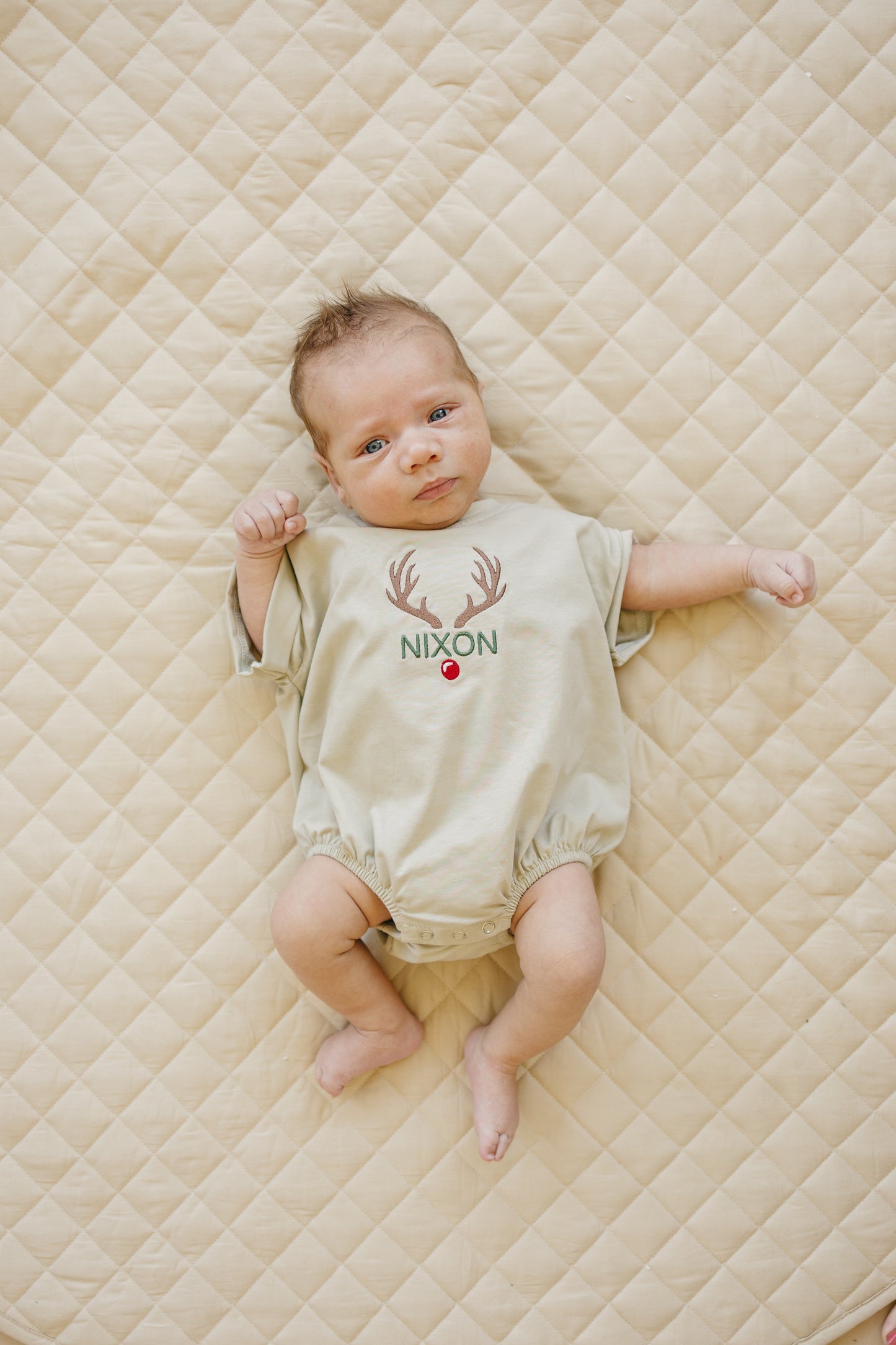 Custom Embroidered Christmas Reindeer T-Shirt Romper