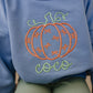 Custom Embroidered Bow Pumpkin Crewneck Sweatshirt or Bubble Romper - Blue or Purple
