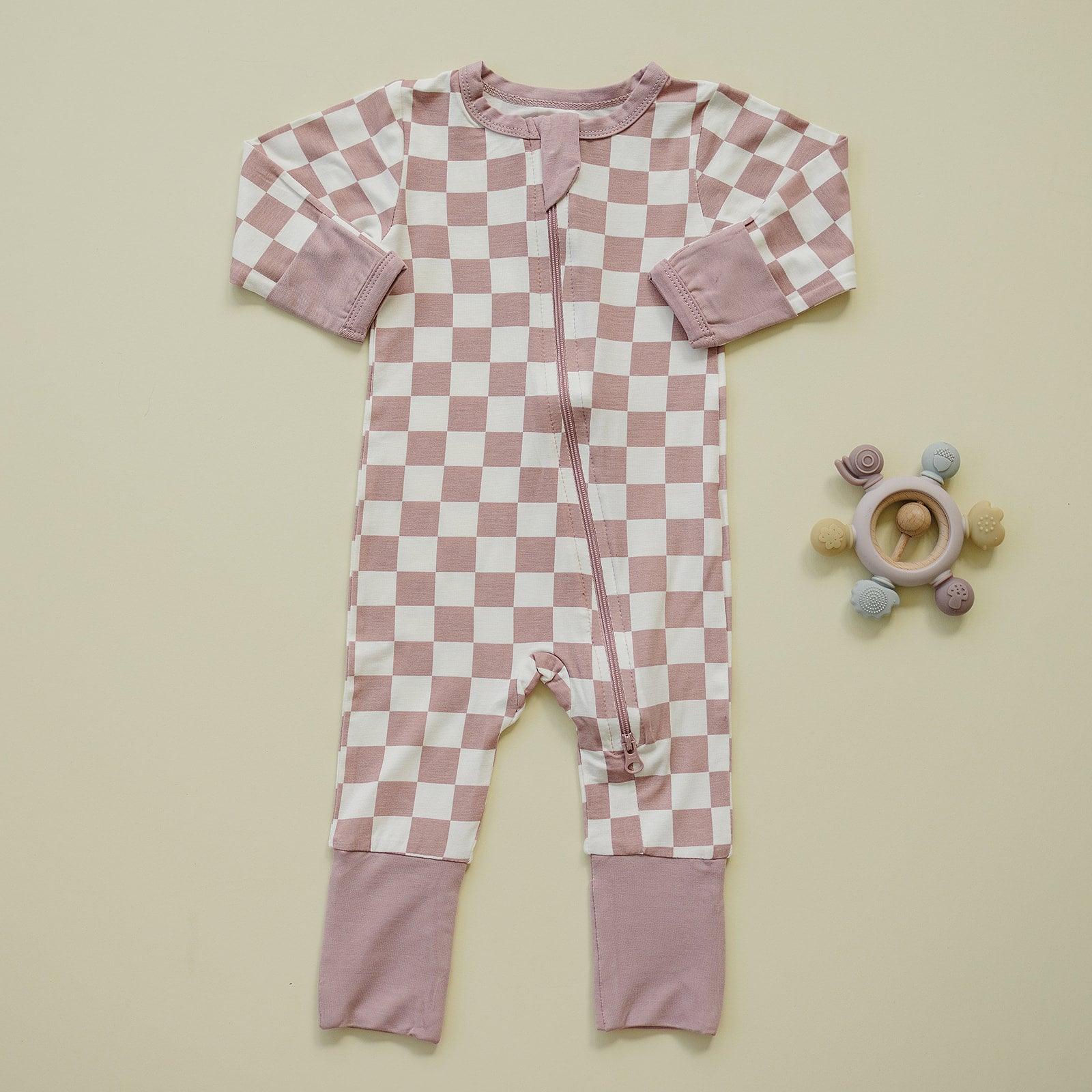 Tropical Haze Check Bamboo Zippy Romper - Little Joy Co.