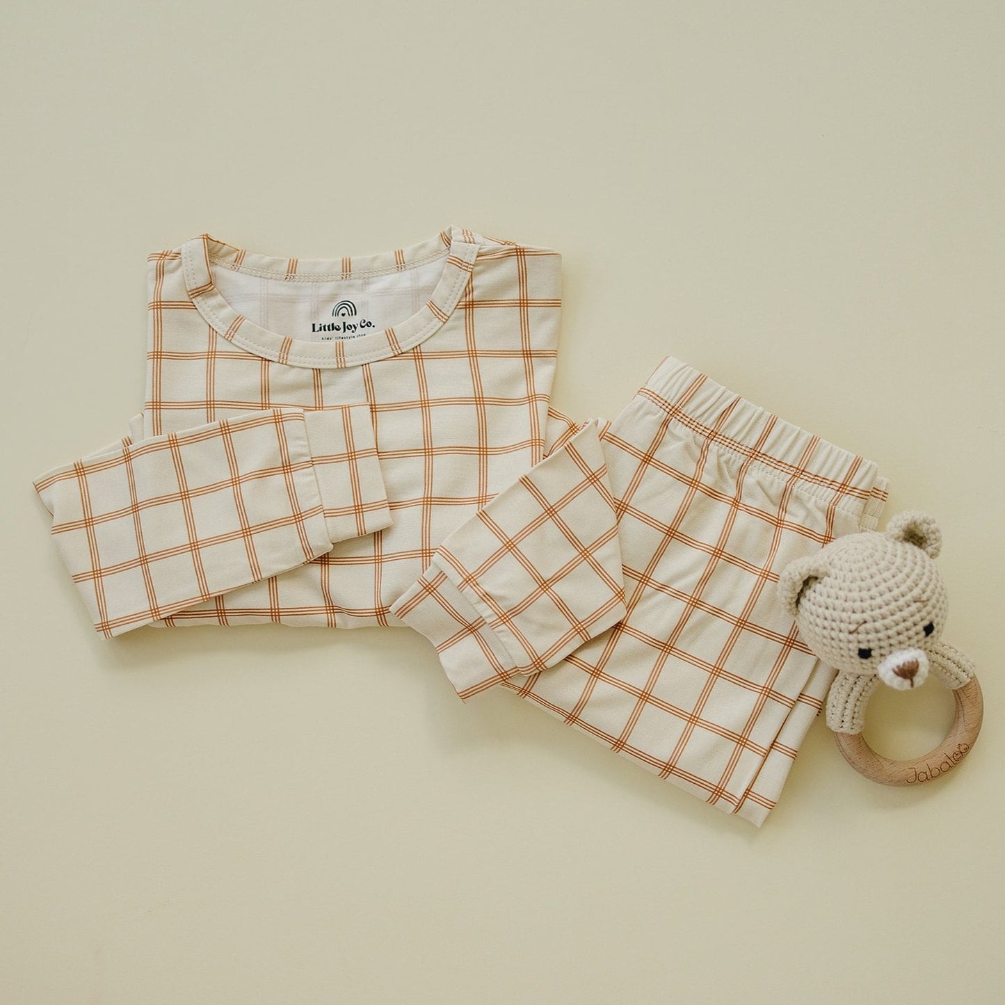 Pumpkin Plaid Bamboo Baby Pajamas - 2 Piece Set