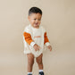 Custom Embroidered Orange Colorblock Crewneck Sweatshirt or Romper