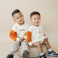Custom Embroidered Orange Colorblock Crewneck Sweatshirt or Romper