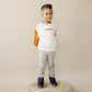 Custom Embroidered Orange Colorblock Crewneck Sweatshirt or Romper