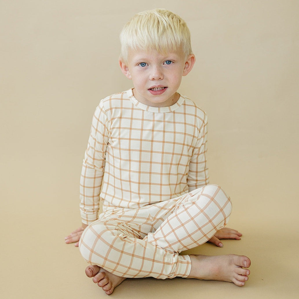 Pumpkin Plaid Bamboo Baby Pajamas - 2 Piece Set