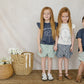 Marineblaue Shorts mit Vichy-Muster