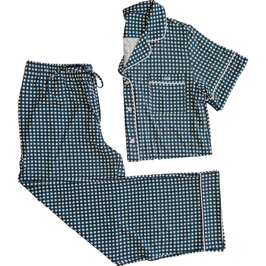 Women's Navy Gingham Pajama Set