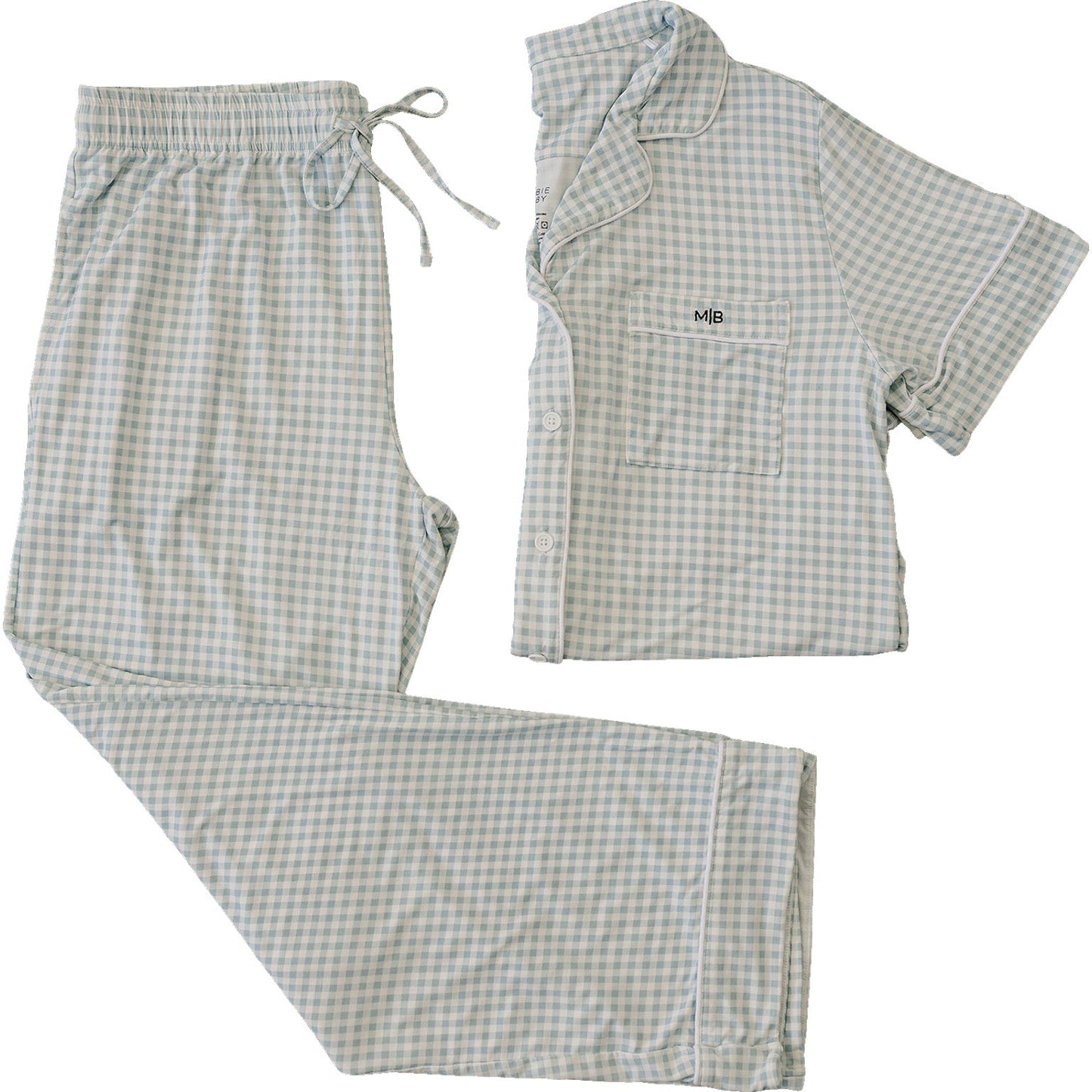 Women's Light Blue Gingham Pajama Set