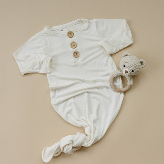 White Newborn Bamboo Gown