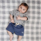 Grey Stripe Button Tee
