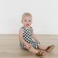 Charcoal Wavy Checkered Short Romper