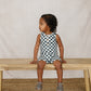 Charcoal Wavy Checkered Short Romper