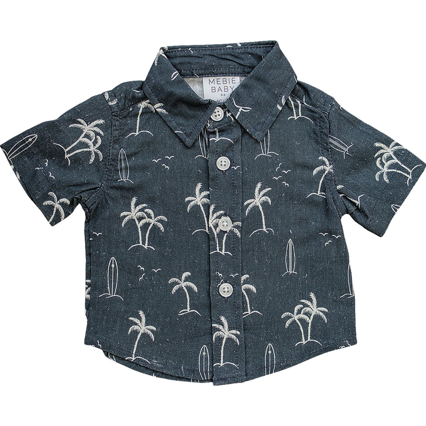 Navy Surfer Linen Button Up Shirt