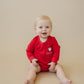 Custom Embroidered Red Christmas Bubble Romper or Tee - Santa