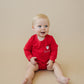 Custom Embroidered Red Christmas Bubble Romper or Tee - Santa
