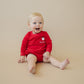 Custom Embroidered Red Christmas Bubble Romper or Tee - Santa