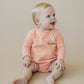 Custom Embroidered Orange Striped Halloween Bubble Romper - Ghost