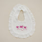 Custom Embroidered Ruffled Muslin Bib - more colors
