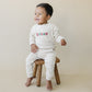 Custom Embroidered Christmas Organic Cotton Jogger Set - Cream