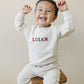 Custom Embroidered Christmas Organic Cotton Jogger Set - Cream